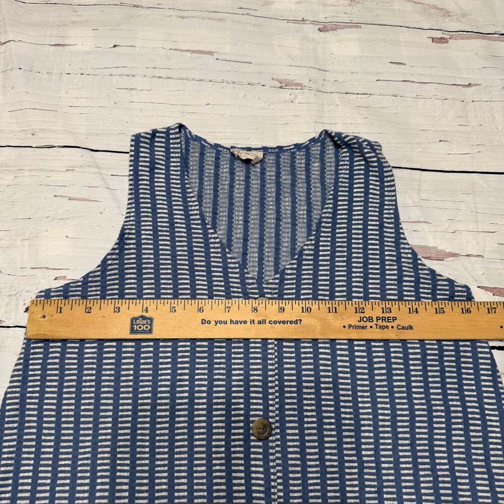 Caution To The Wind Blue and White Striped Sleeveless Button-Front Shirt Dress - Picture 6 of 6